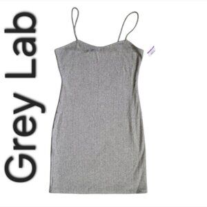 NWOT Grey Lab Thin Straps Ribbed Fitted Bodycon Mini Dress Size M